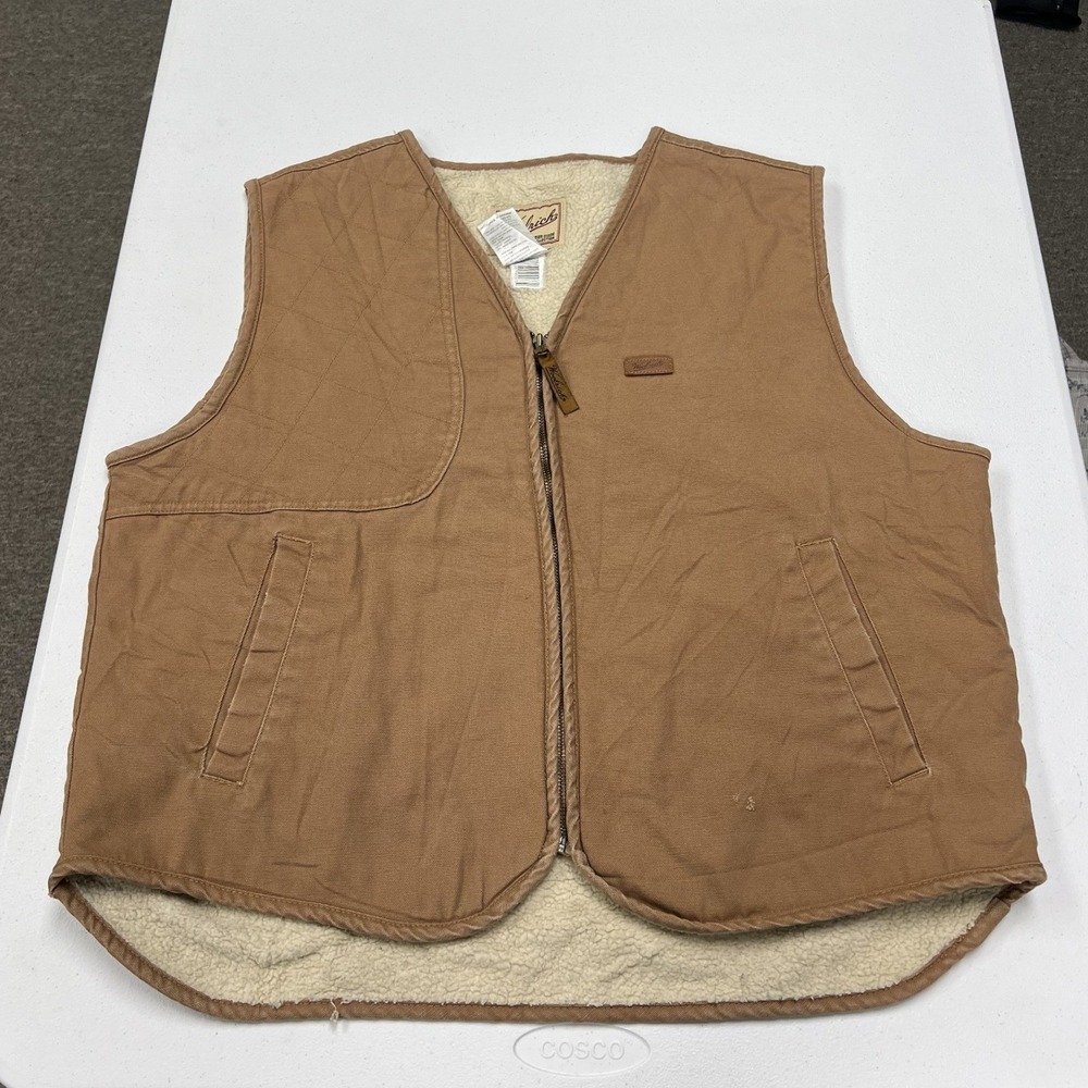 Woolrich Canvas Vest Mens L Brown Sherpa Lined Outdoor Guide Collection 5526WT
